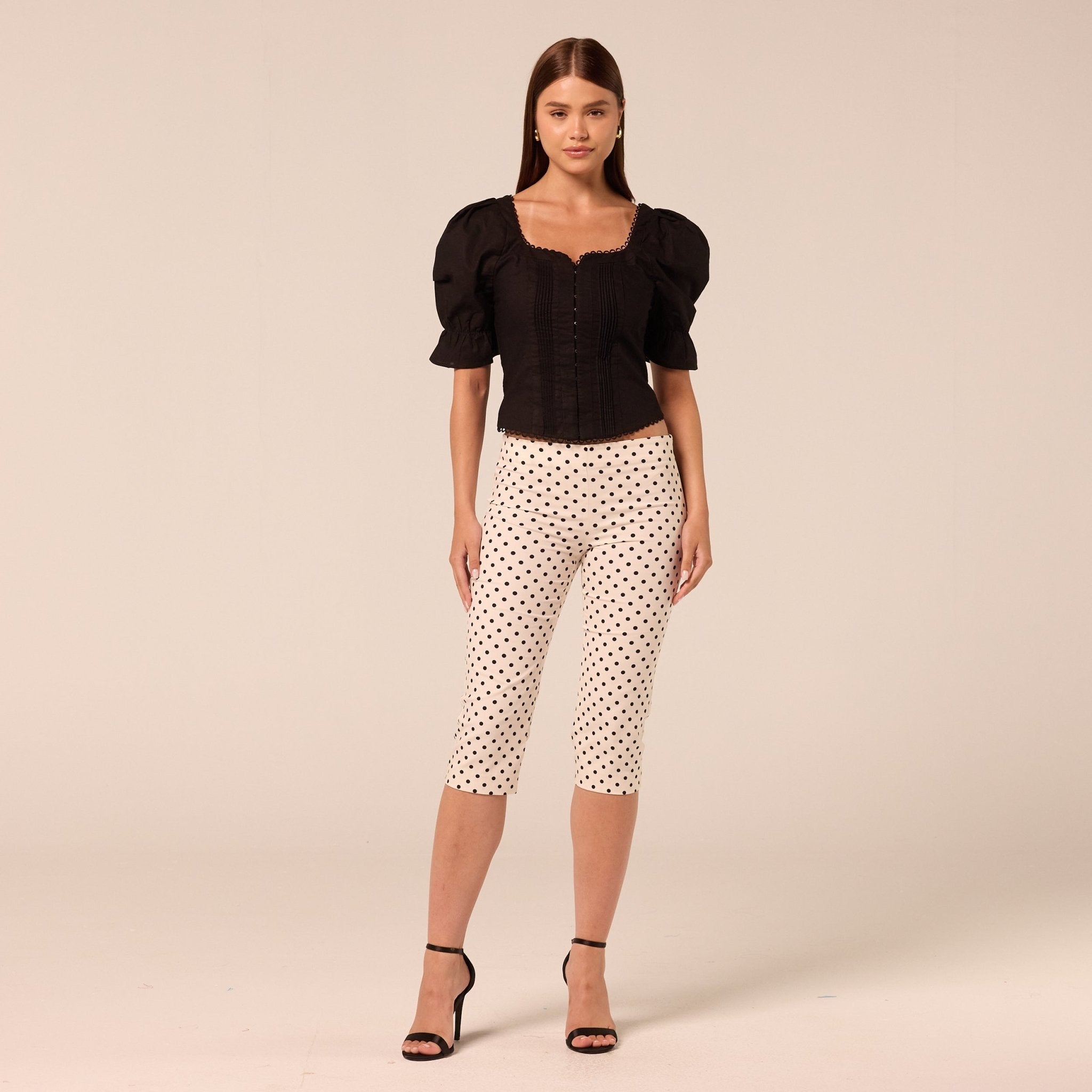 Black Puff sleeve Sweetheart Neck Top - shopaleena