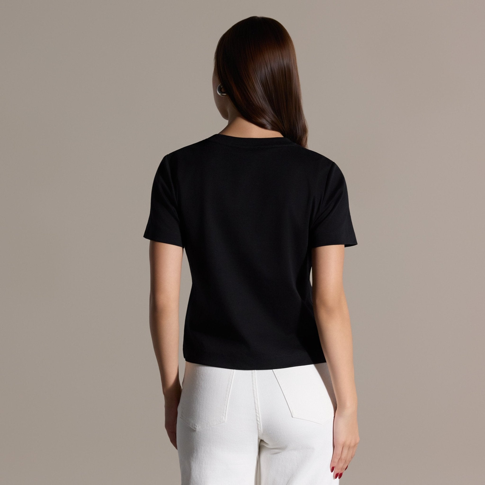 Black Round Neck T-Shirt - shopaleena