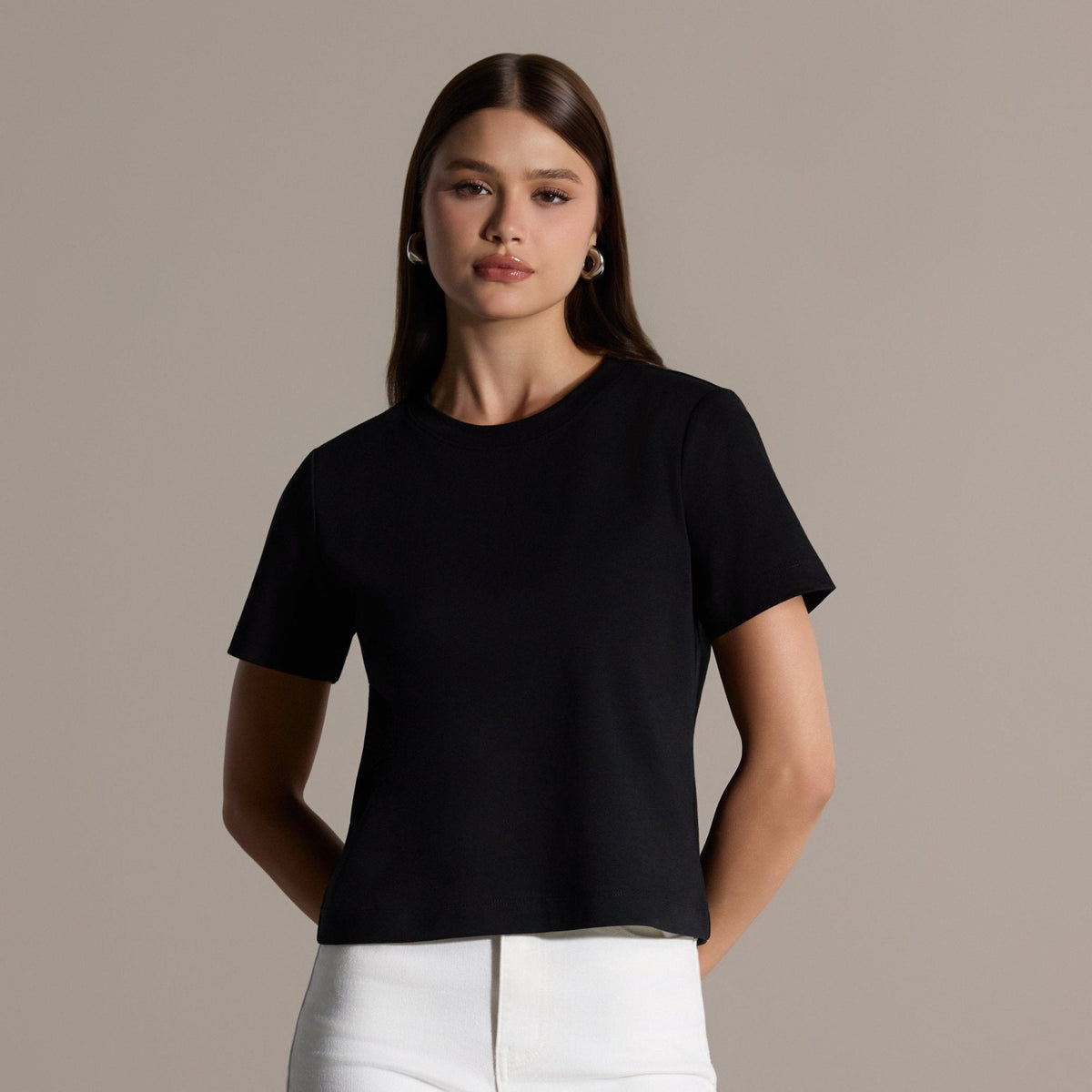 Black Round Neck T-Shirt - shopaleena