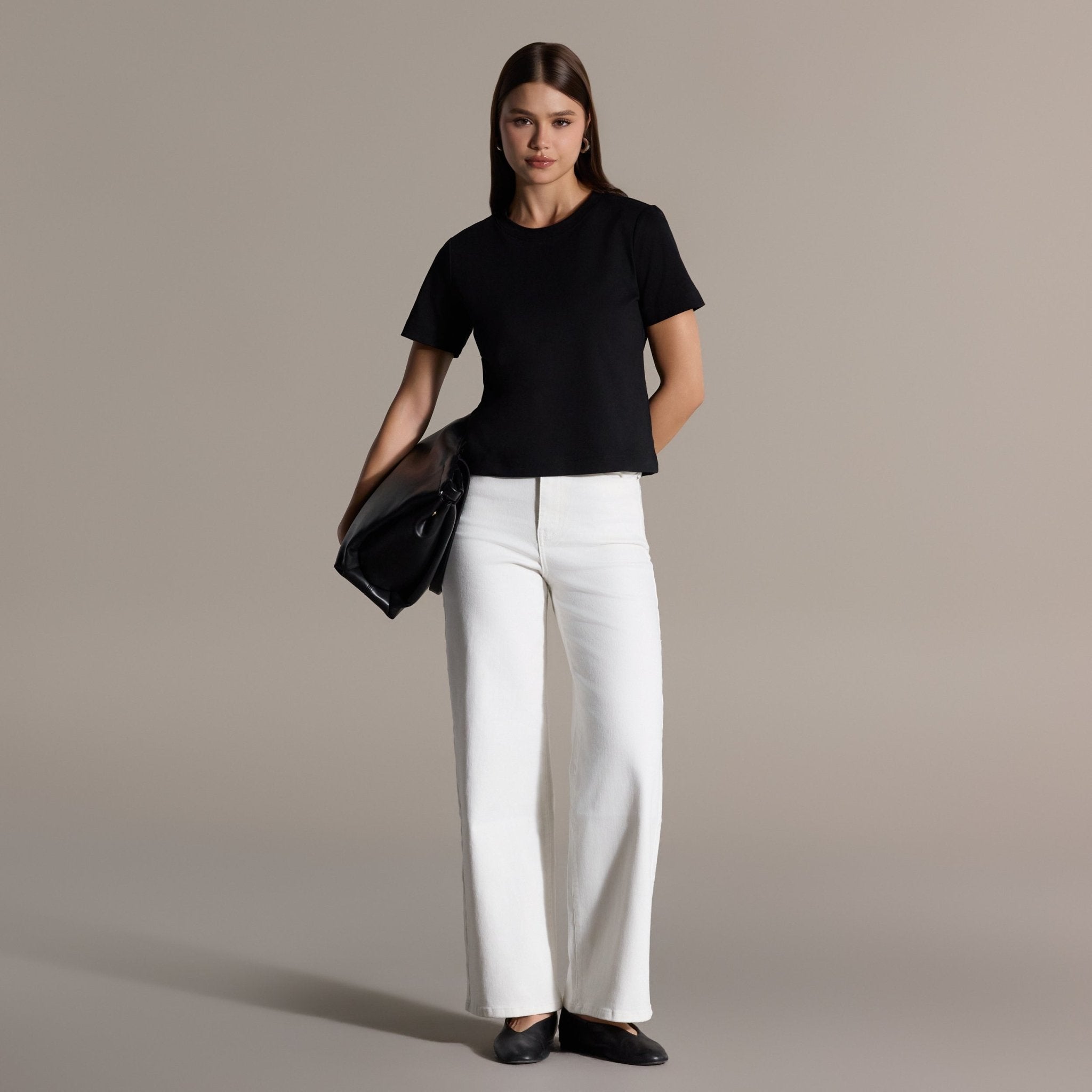 Black Round Neck T-Shirt - shopaleena