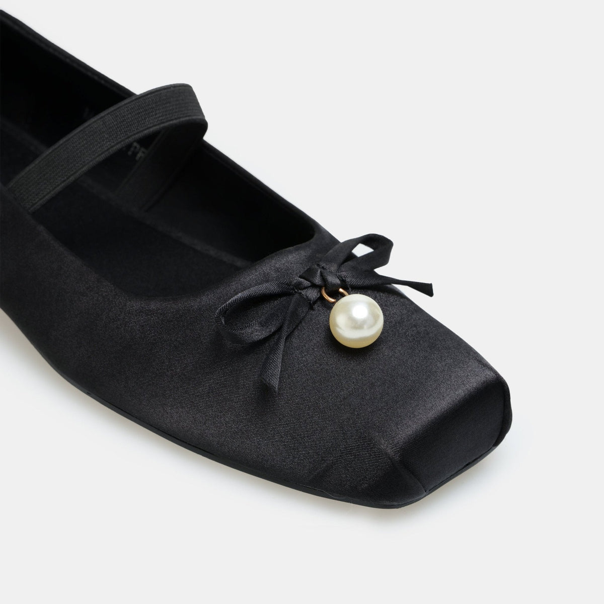 Black Satin Bow Ballet Flats - shopaleena
