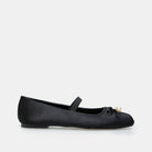 Black Satin Bow Ballet Flats - shopaleena