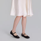 Black Satin Bow Ballet Flats - shopaleena