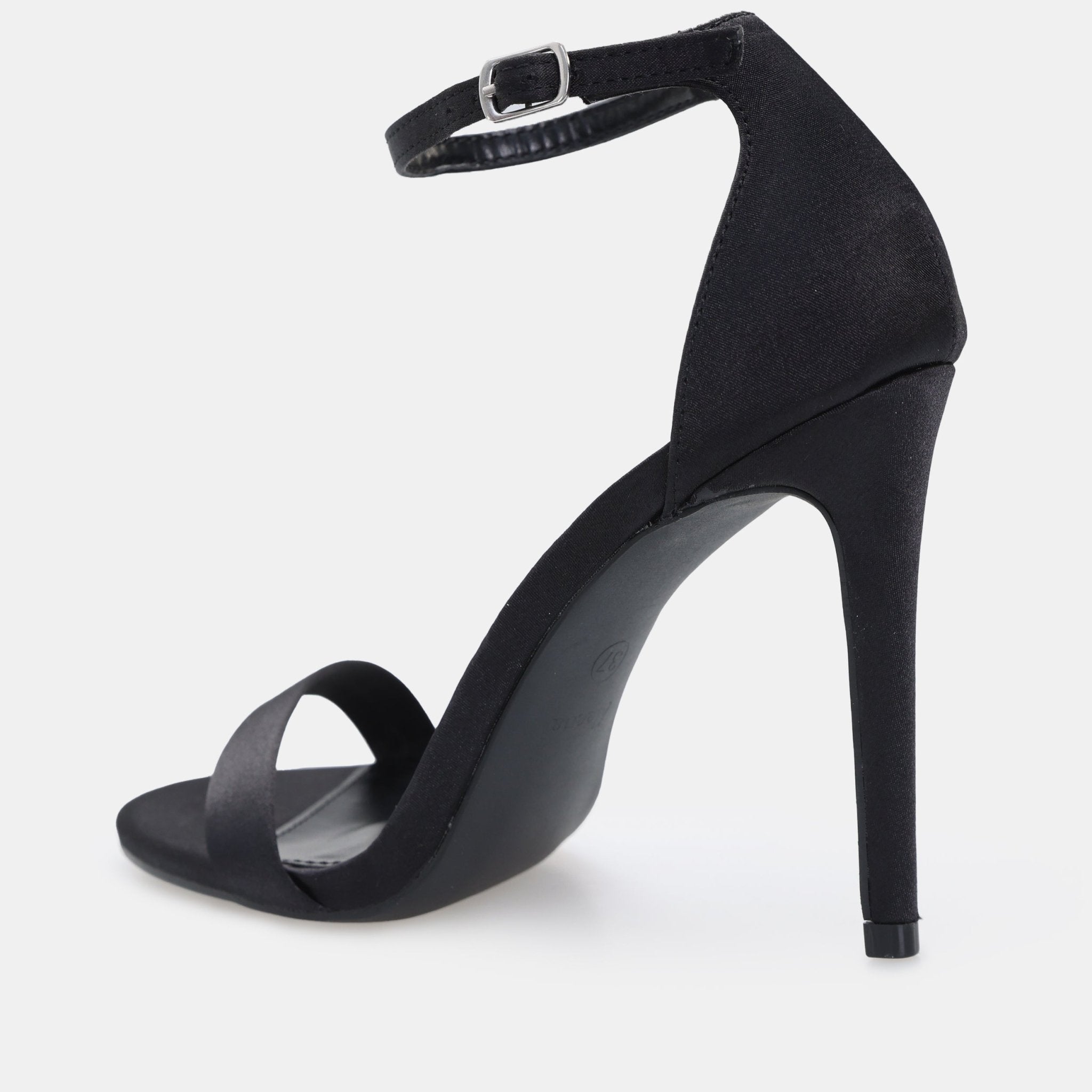 Black Satin High Heel Sandals - shopaleena