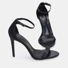 Black Satin High Heel Sandals - shopaleena