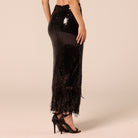 Black Sequin Straight Maxi Skirt - shopaleena