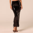 Black Sequin Straight Maxi Skirt - shopaleena