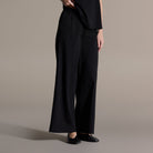 Black Short Sleeve Top & Wide Leg Pants Set - shopaleena