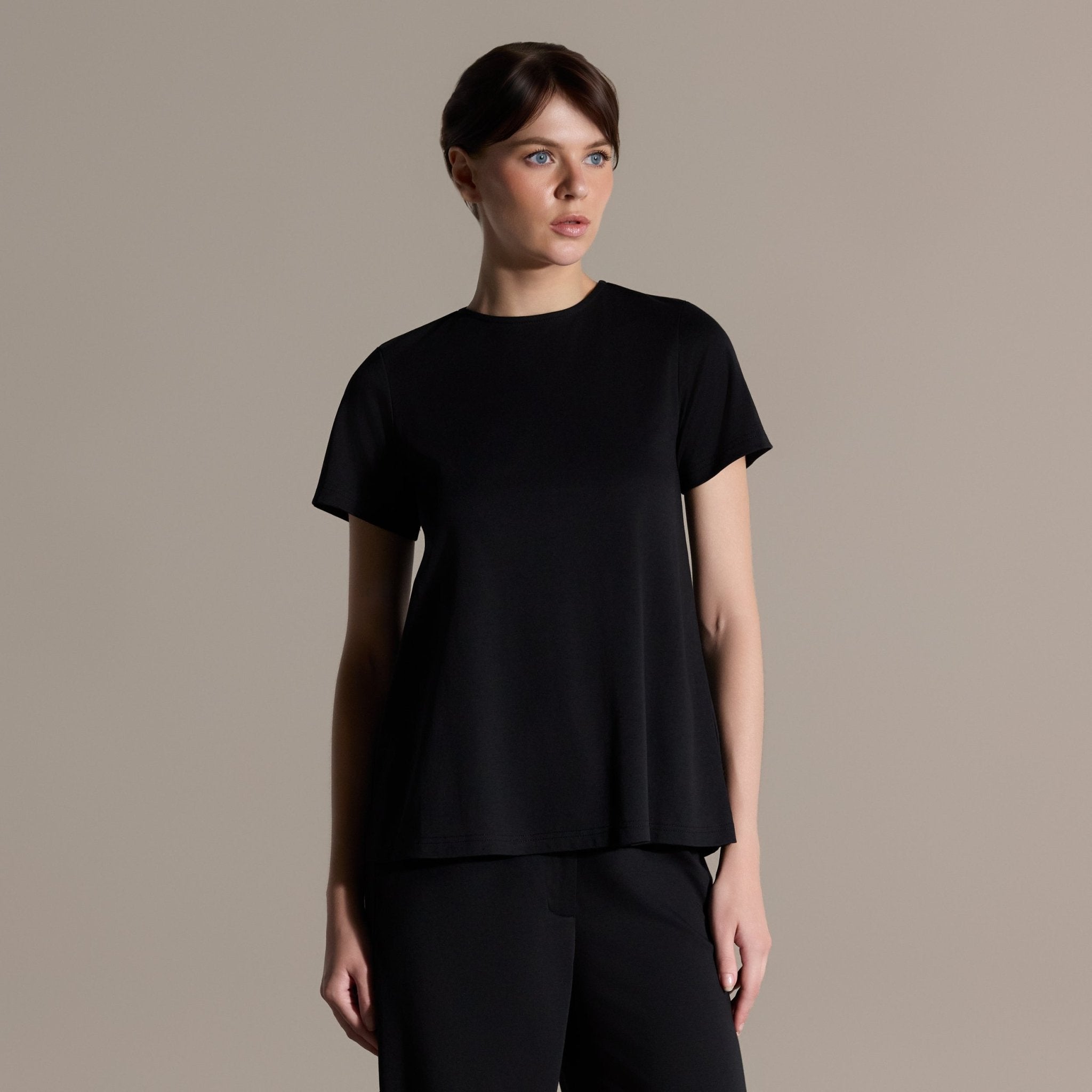 Black Short Sleeve Top & Wide Leg Pants Set - shopaleena