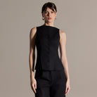 Black Sleeveless Boat Linen Top - shopaleena