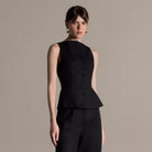 Black Sleeveless Boat Linen Top - shopaleena