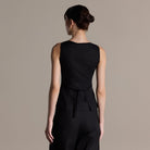 Black Sleeveless Boat Linen Top - shopaleena