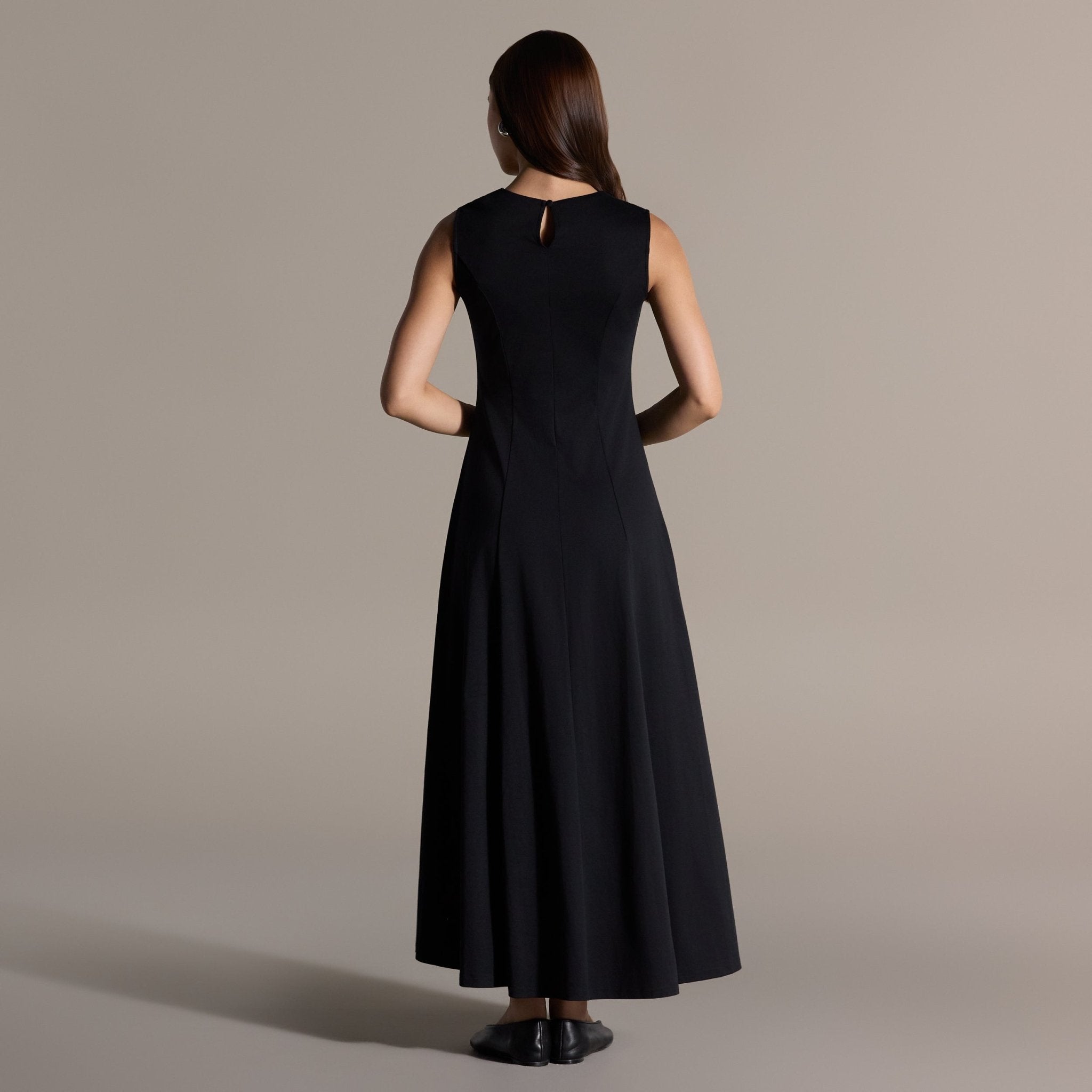 Black Sleeveless Cotton Under Abaya Dress - shopaleena
