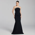 Black Strapless Crepe Gown - shopaleena