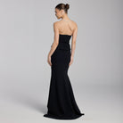 Black Strapless Crepe Gown - shopaleena