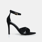 Black Suede Cross - Strap High Heel Sandals - shopaleena