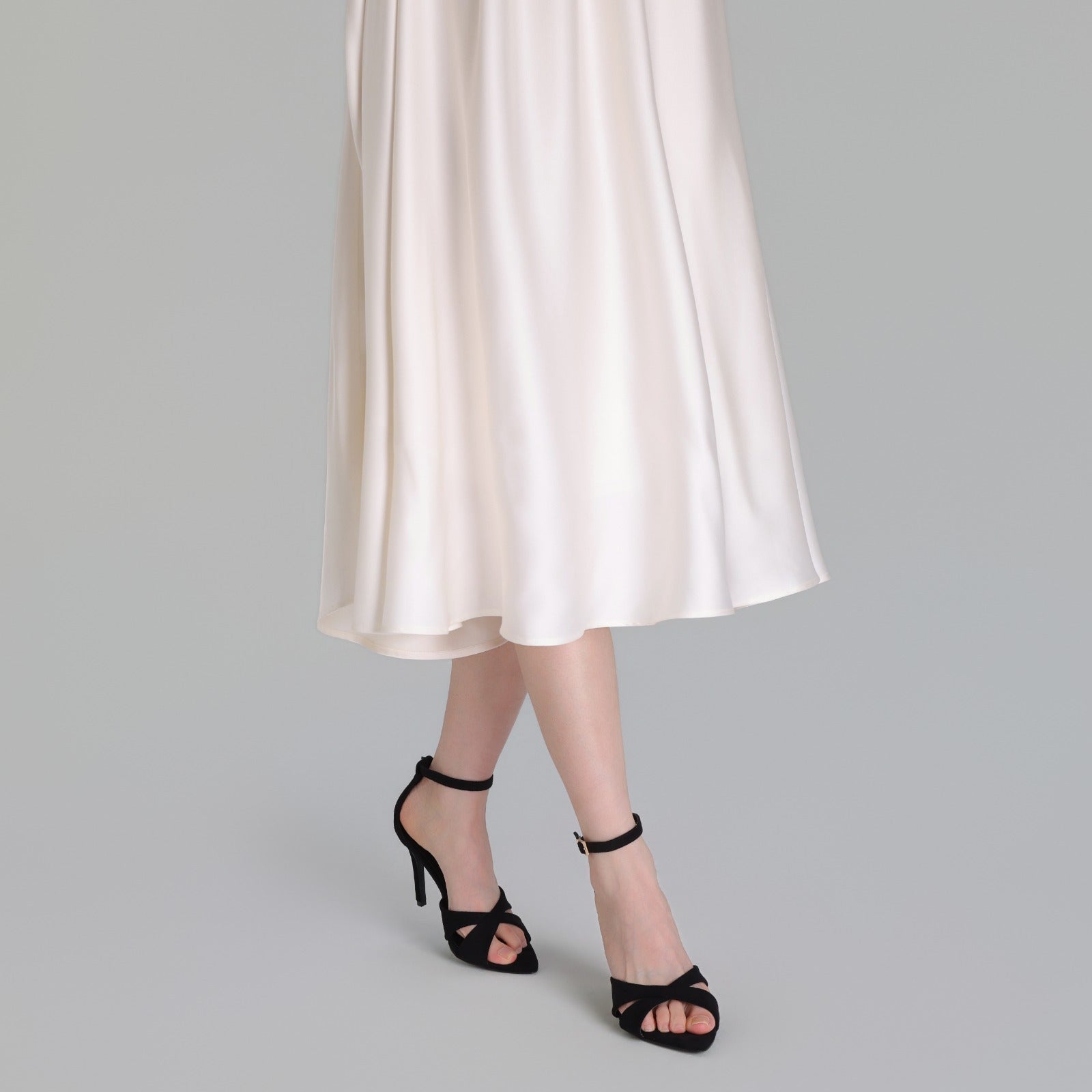 Black Suede Cross - Strap High Heel Sandals - shopaleena