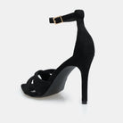 Black Suede Cross - Strap High Heel Sandals - shopaleena