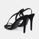 Black Suede Crystal High Heel Sandals - shopaleena
