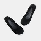 Black Suede Elastic Ballet Flats - shopaleena