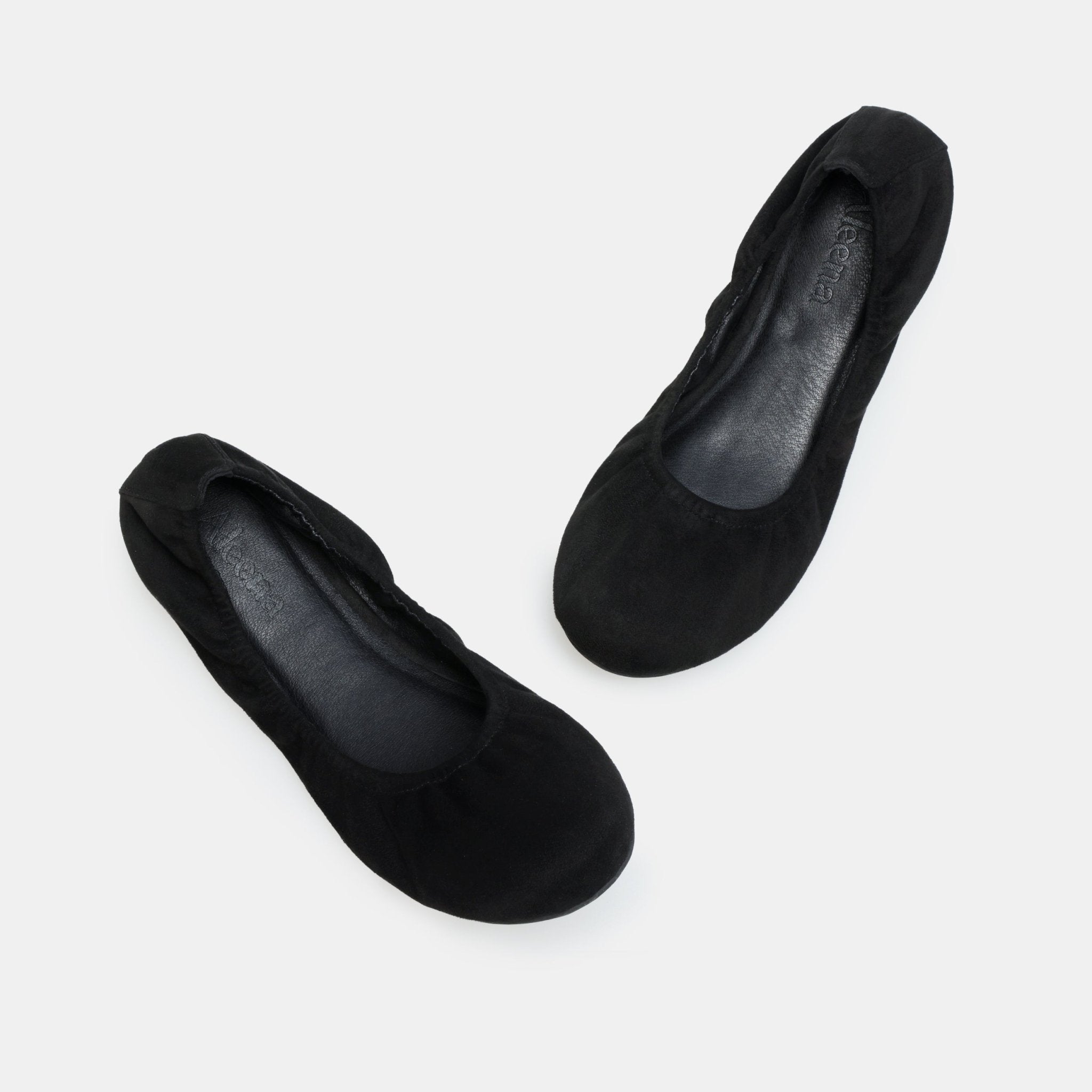 Black Suede Elastic Ballet Flats - shopaleena