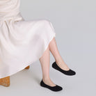 Black Suede Elastic Ballet Flats - shopaleena