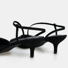 Black Suede Kitten Heel Slingback Shoes - shopaleena