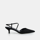 Black Suede Kitten Heel Slingback Shoes - shopaleena