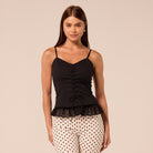 Black Sweetheart Neckline Poplin Top - shopaleena