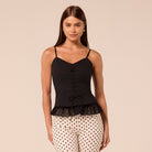 Black Sweetheart Neckline Poplin Top - shopaleena