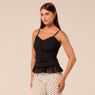 Black Sweetheart Neckline Poplin Top - shopaleena