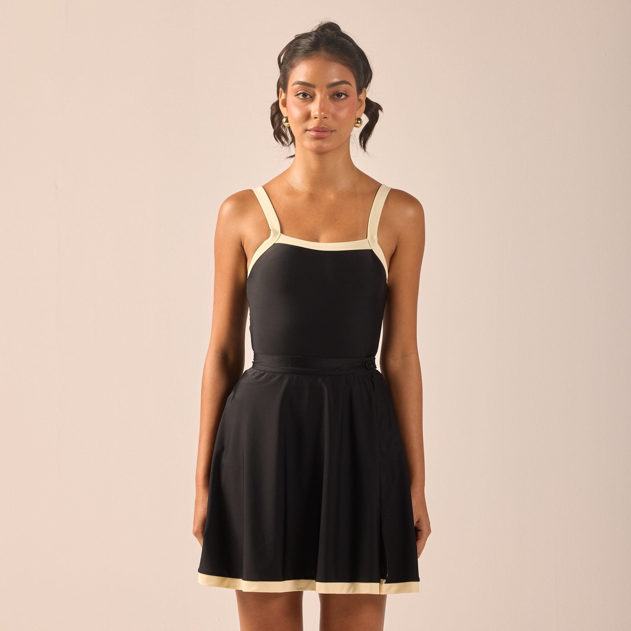 Black Swim Skirt with Yellow Trim - shopaleena