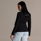 Black V-Neck Peplum Blazer - shopaleena