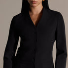 Black V-Neck Peplum Blazer - shopaleena
