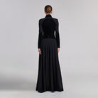 Black Velvet - Crepe Maxi Dress with Pleated Skirt - shopaleena