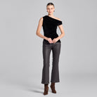 Black Velvet Drape Off - Shoulder Top - shopaleena