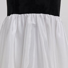 Black Velvet Off Shoulder Maxi Dress with White Ruffles - shopaleena