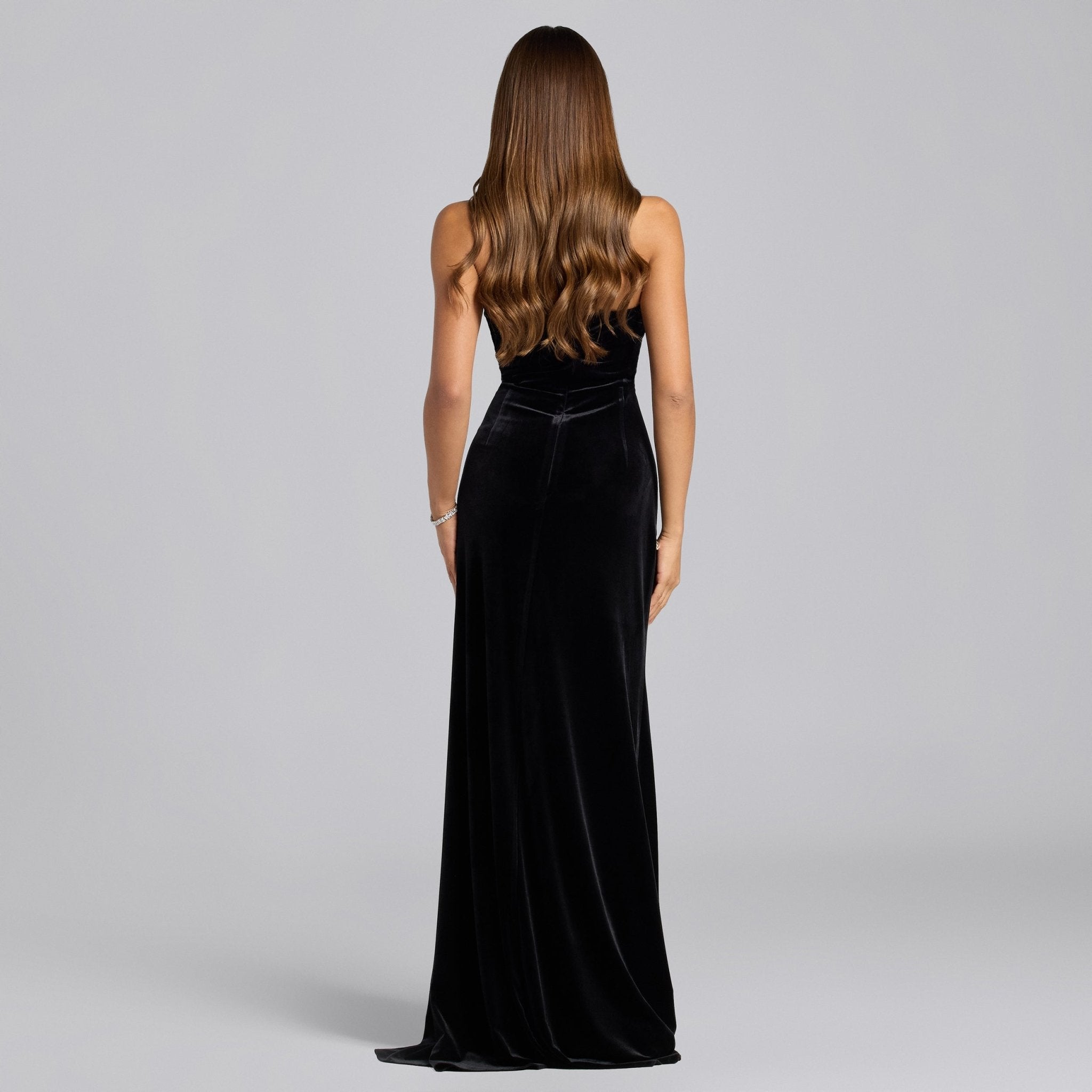 Black Velvet One Shoulder Fitted Maxi Dress - shopaleena