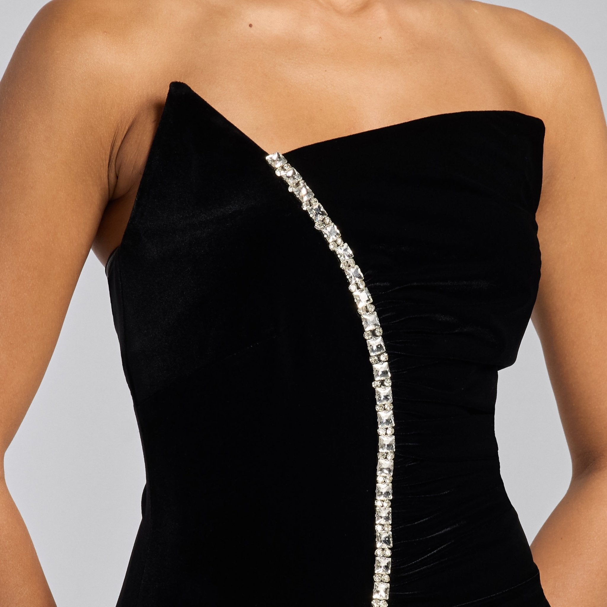 Black Velvet One Shoulder Fitted Maxi Dress - shopaleena