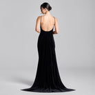 Black Velvet Open Back Gown - shopaleena