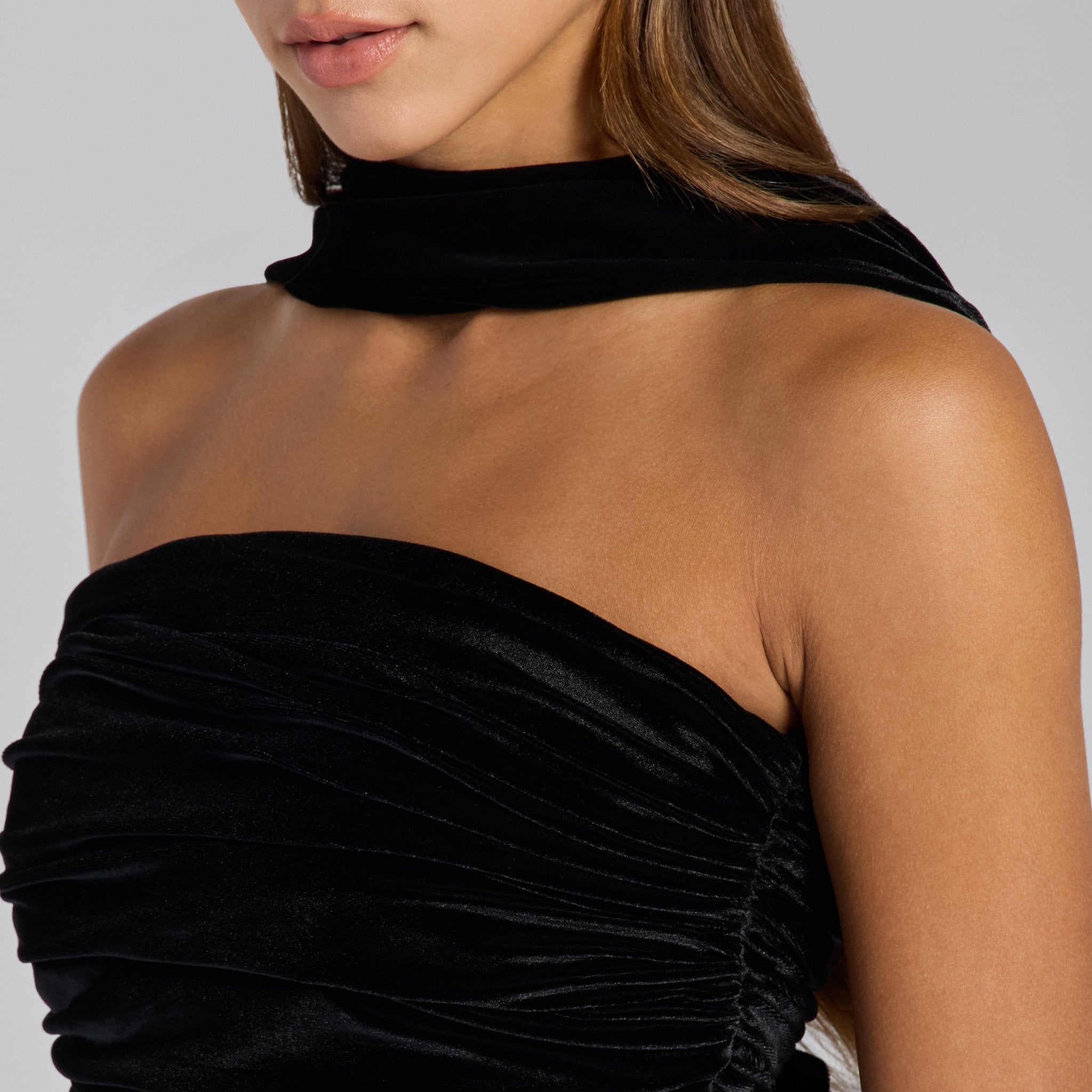 Black Velvet & Sequin Strapless Maxi Dress - shopaleena