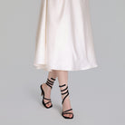 Black Velvet Spiral Strap High Heel Sandals - shopaleena