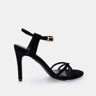 Black Velvet Strappy High Heel Sandals - shopaleena