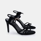Black Velvet Strappy High Heel Sandals - shopaleena