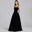 Black Velvet Voluminous Skirt Gown - shopaleena