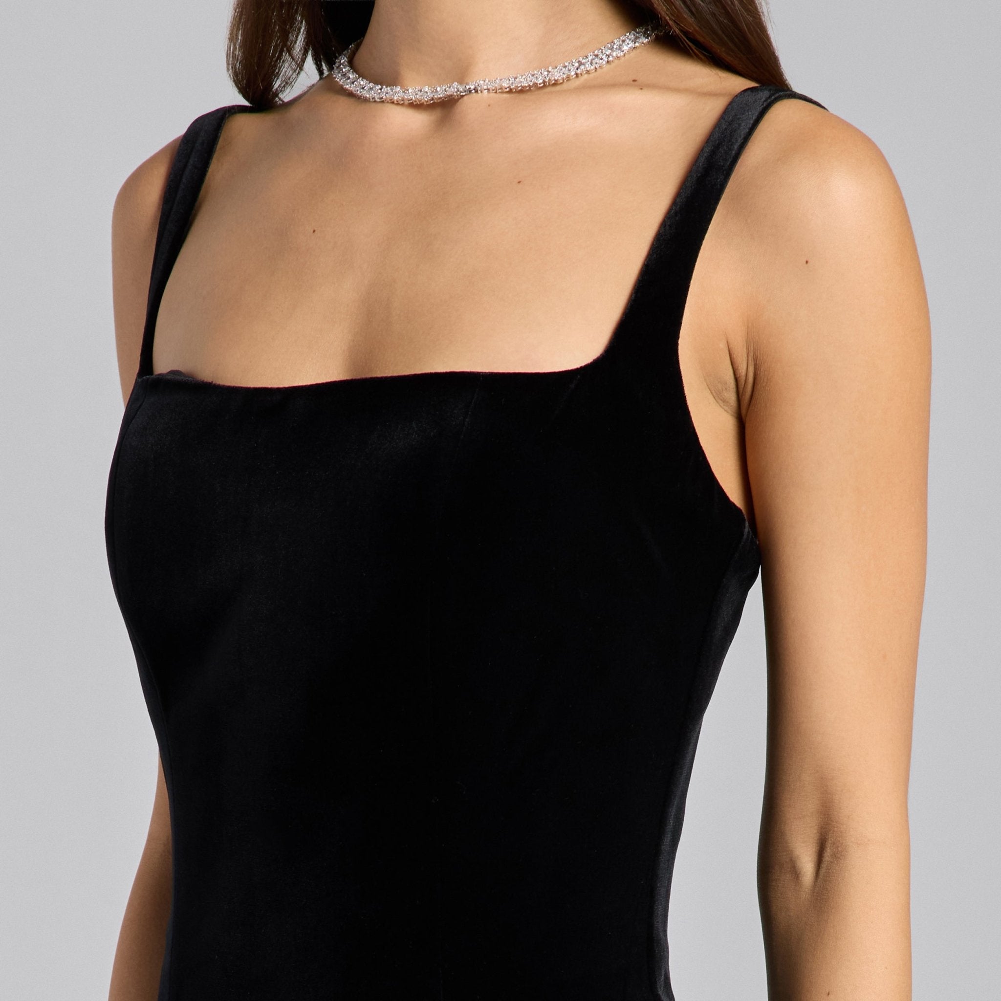 Black Velvet Voluminous Skirt Gown - shopaleena