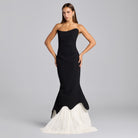 Black & White Crepe - Lace Mermaid Gown - shopaleena
