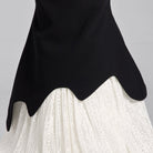 Black & White Crepe - Lace Mermaid Gown - shopaleena