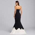 Black & White Crepe - Lace Mermaid Gown - shopaleena