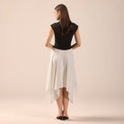 Black & White Crepe-Satin Midi Dress - shopaleena